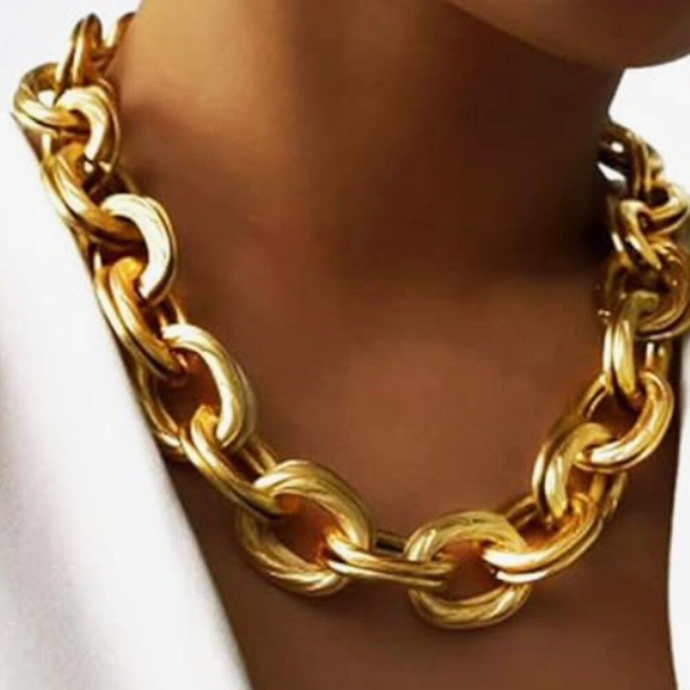ZARA Gold Double Thickness Oval  Link Chain Necklace